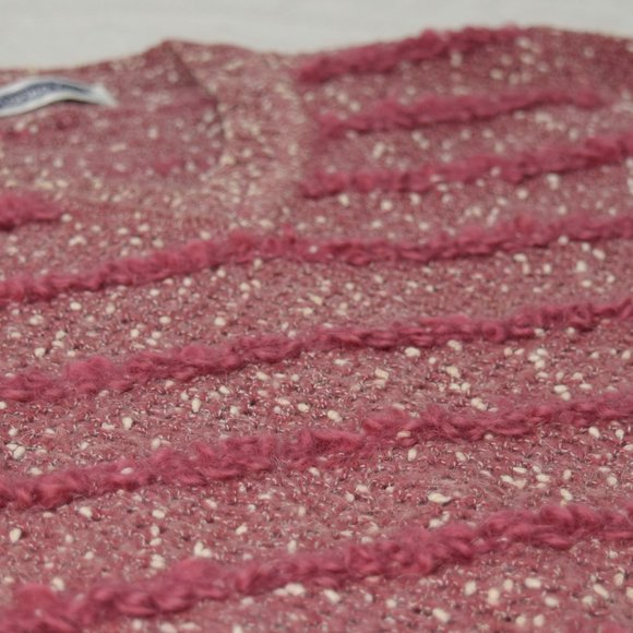 Vintage Mariea Kim Texture Multi-Knit Womens Sweaters Pink White Wool Stripe M - Picture 7 of 9